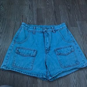 Blue jean shorts appropriate for school, brand new.               4 pockets